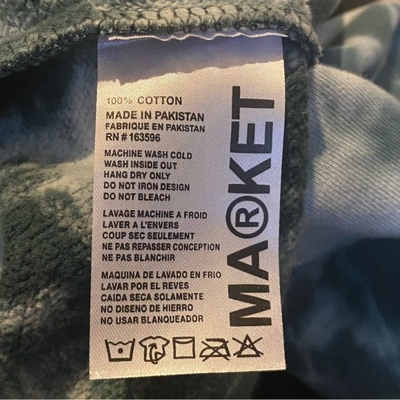 Chinatown MARKET Green Tie Dye Smoke Cloud Pocket Arc Hoodie Sweatshirt-Medium - Picture 7 of 7